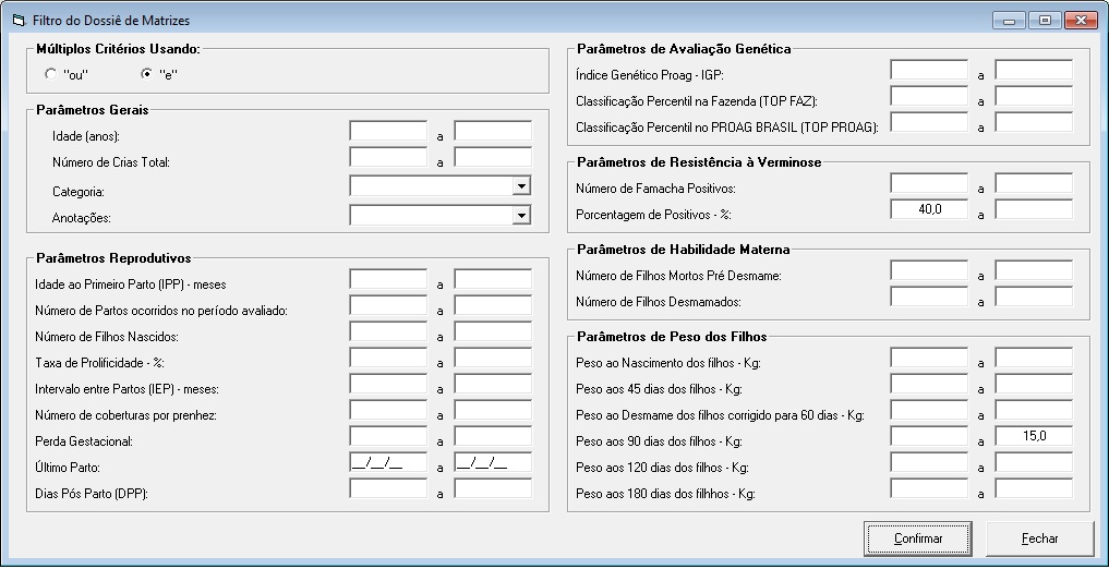 filtro índices zootécnicos em ovinos